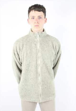VINTAGE CREAM FLEECE ZIP UP JUMPER