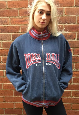 VINTAGE LONSDALE SPELL-OUT TRACKSUIT JACKET SWEATSHIRT
