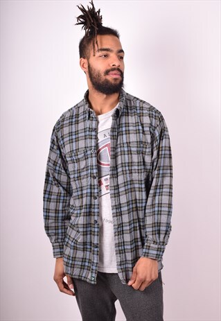 MENS VINTAGE FLANNEL SHIRT XL MULTI CHECK 90S
