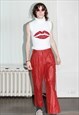 90'S VINTAGE SPICY LEATHER TROUSERS IN FIRE BRICK RED