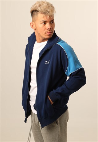 VINTAGE PUMA PRINT ZIPPER SWEATSHIRT