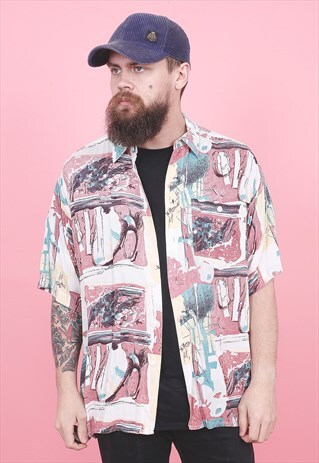 VINTAGE CRAZY PATTERNED SHIRT /R12038