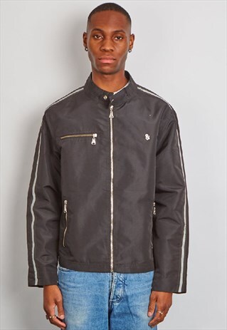 VINTAGE 90'S DOLCE & GABBANA RACER STYLE BLACK JACKET