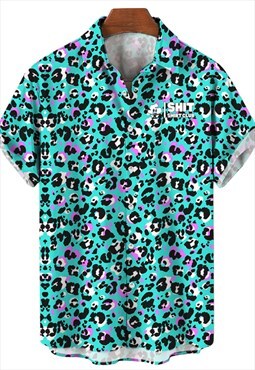 Turquoise tempest leopard print shirt