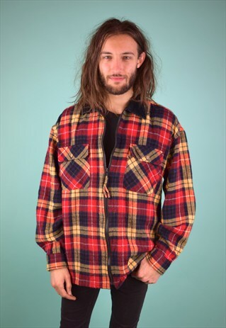 VINTAGE 90'S ZIP-UP CHECKED SHIRT