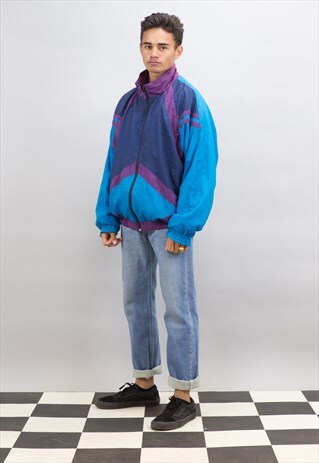 VINTAGE BLUE AND PURPLE SHELL JACKET