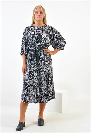 VINTAGE MIDI DRESS IN BLACK AND WHITE