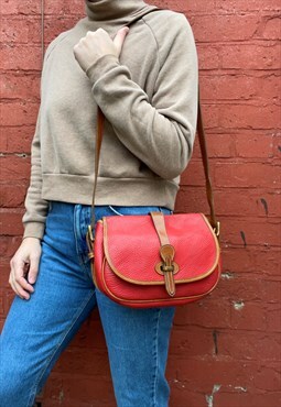 Dooney & Bourke Small Red Leather Saddle Bag