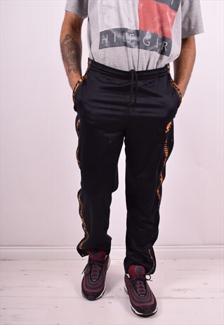 LOTTO MENS VINTAGE TRACKSUIT TROUSERS W36 L29 BLACK 90'S