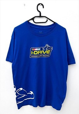 NASCAR kart racing blue T-shirt large 