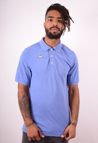 KAPPA MENS VINTAGE POLO SHIRT MEDIUM BLUE 90S