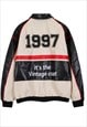 MOTORCYCLE VARSITY JACKET VINTAGE FAUX LEATHER RACER BOMBER