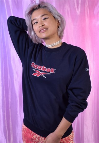 VINTAGE REEBOK NAVY EMBROIDERED SWEATSHIRT