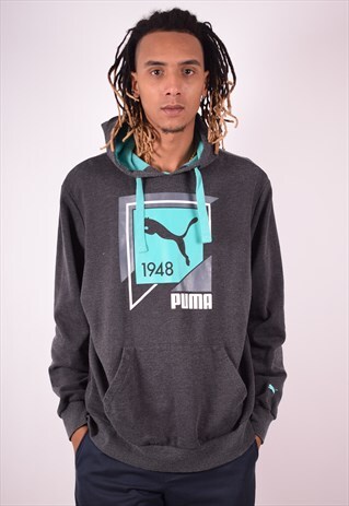 PUMA MENS VINTAGE HOODIE JUMPER 2XL GREY 90S