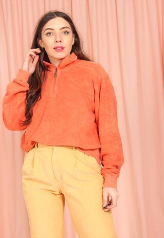 VINTAGE 90S 1/4 ZIP FLEECE IN ORANGE