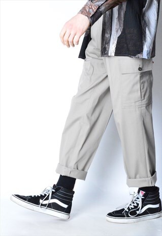 VINTAGE 90S GREY MINIMALIST CARGO PANTS