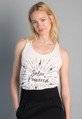 RETBA ECO-FRIENDLY RACERBACK TANK WITH SOLAR POWERED PRINT