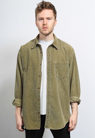 VINTAGE CORDUROY CORD SHIRT BROWN