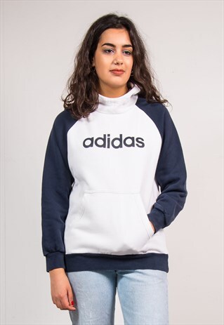 VINTAGE 90'S WHITE ADIDAS SWEATSHIRT HOODIE SWEATER