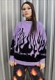 FLAME KNITTED SWEATSHIRT BOX FIT PURPLE FIRE KNITWEAR JUMPER