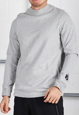 Vintage Nike Sweatshirt Grey Pullover Swoosh Jumper Medium