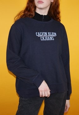 Vintage 90s Calvin Klein Jeans Centre Logo Jumper Sweatshirt