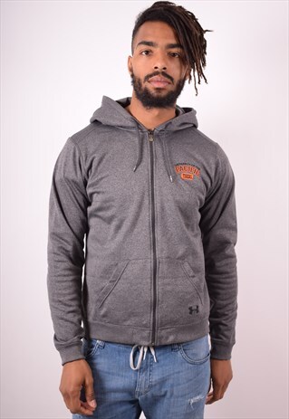 UNDER ARMOUR MENS VINTAGE HOODIE JUMPER LARGE GREY 90S