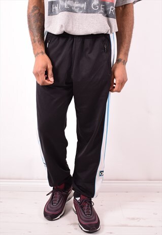 ADIDAS MENS VINTAGE TRACKSUIT TROUSERS MEDIUM BLACK 90S