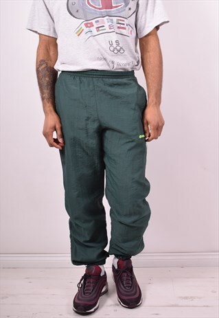 LOTTO MENS VINTAGE TRACKSUIT TROUSERS W32 L30 GREEN 90'S