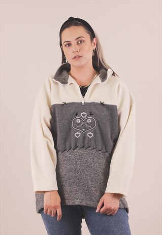 VINTAGE 90'S CREAM FLEECE JACKET /A14022