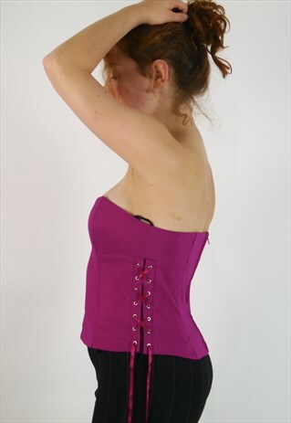 VINTAGE Y2K MAGENTA PINK CORSET STYLE TOP