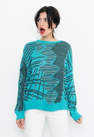 ABSTRACT TURQUOISE JUMPER