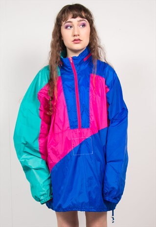 VINTAGE 90'S MULTICOLOUR OVERSIZED CAGOULE WINDBREAKER