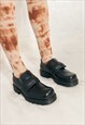 Vintage Martens Platform Loafers Y2K Leather Square Shoes