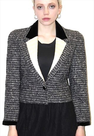 VINTAGE 80S ESCADA WOOL BLAZER JACKET SMART DESIGNER BOXY