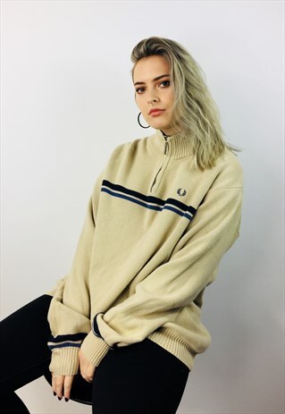 FRED PERRY 90S COTTON KNIT OVERSIZED JUMPER
