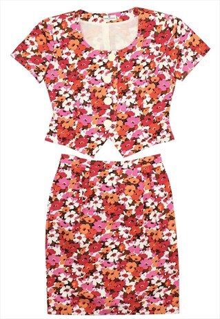 VINTAGE 80S PIERRE BALMAIN FLORAL COLORFUL CO-ORD SUIT