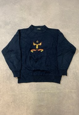 Vintage Knitted Jumper Canada Moose Patterned Sweater