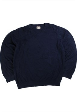 Vintage 90's L.L.Bean Jumper / Sweater V Neck Knitted Navy