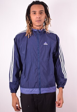 ADIDAS MENS VINTAGE TRACKSUIT TOP JACKET LARGE PURPLE 90S