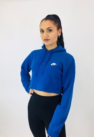 NIKE CROPPED SWOOSH EMBROIDERED HOODIE