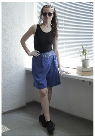 VINTAGE 70'S QUEEN BLUE HIGH-WAISTED SHORTS
