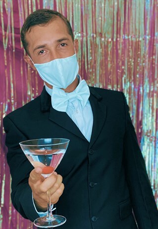 MINT GREEN FACE COVERING SET WITH CLIP ON BOW TIE