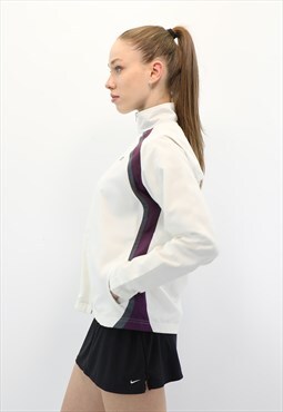 90's Vintage Asics Sportswear Jacket In White&Purple