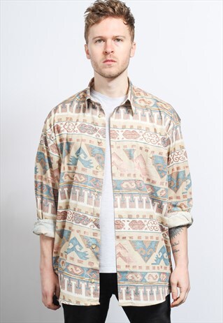 VINTAGE AZTEC PATTERNED SHIRT