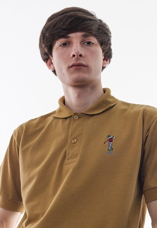 VINTAGE HUGO BOSS GOLF 90S BROWN SHORT SLEEVE