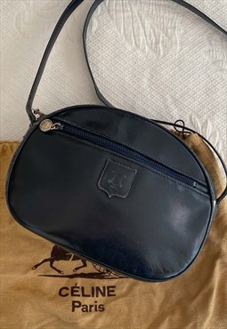 Celine vintage navy blue leather bag. 