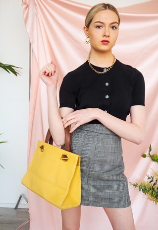 VINTAGE YELLOW MINI TOTE STYLE HANDBAG