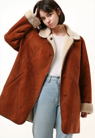 80S VINTAGE SUEDE WARM SHERPA WINTER COAT 1010