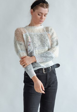 VINTAGE 80S PASTEL PARIS CHIC PATCH KNIT